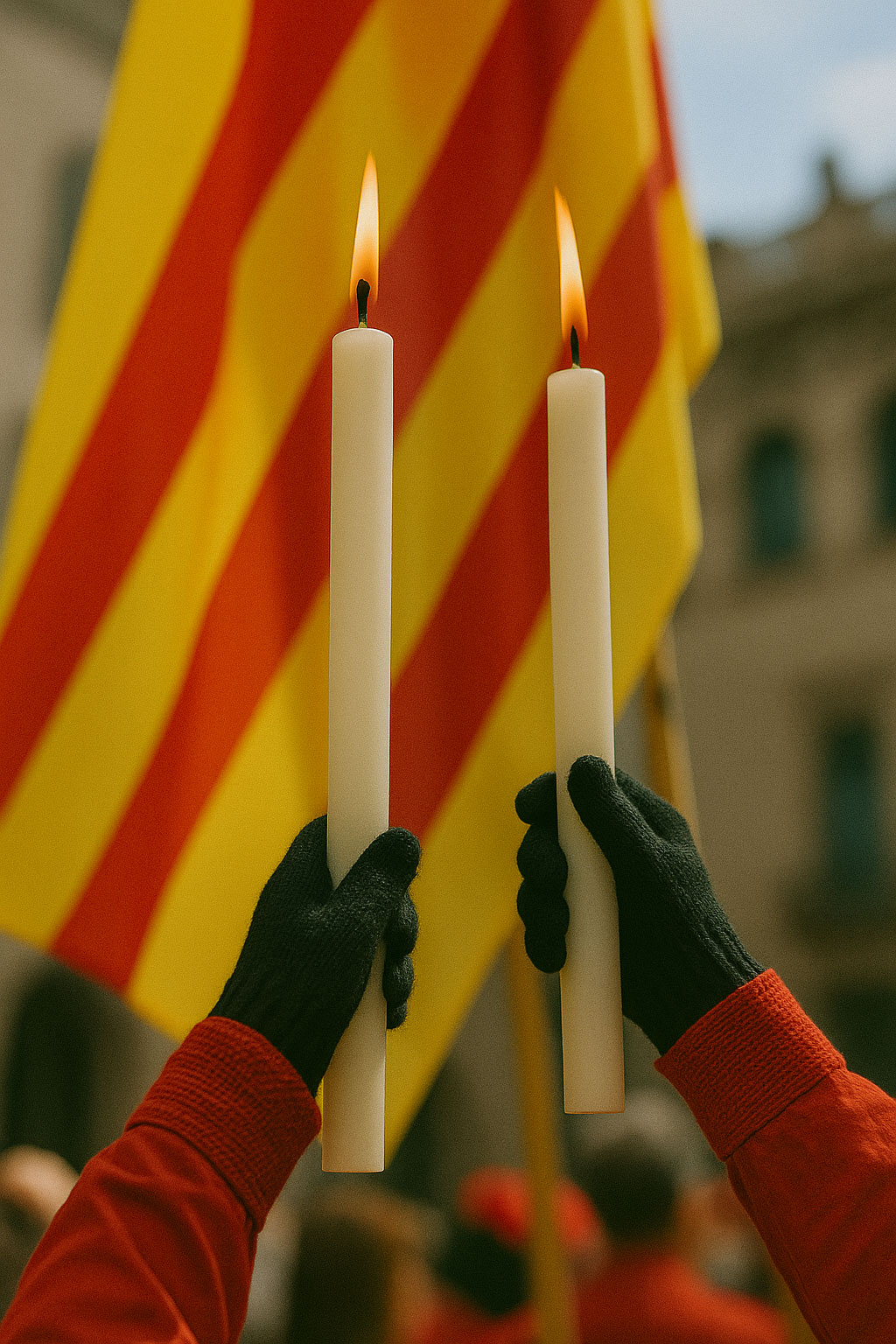 Bandera catalana en una concentració a Catalunya