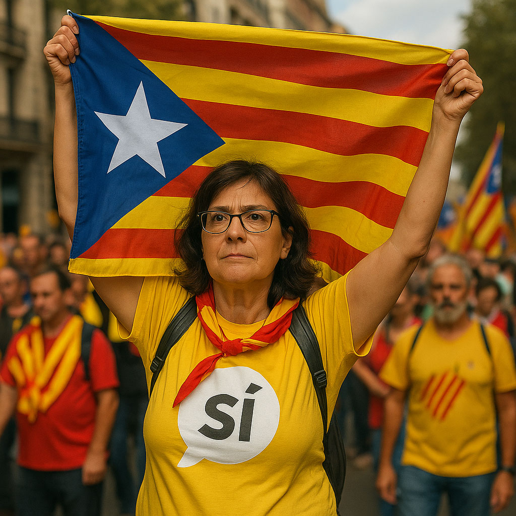 Bandera independentista catalana onejant