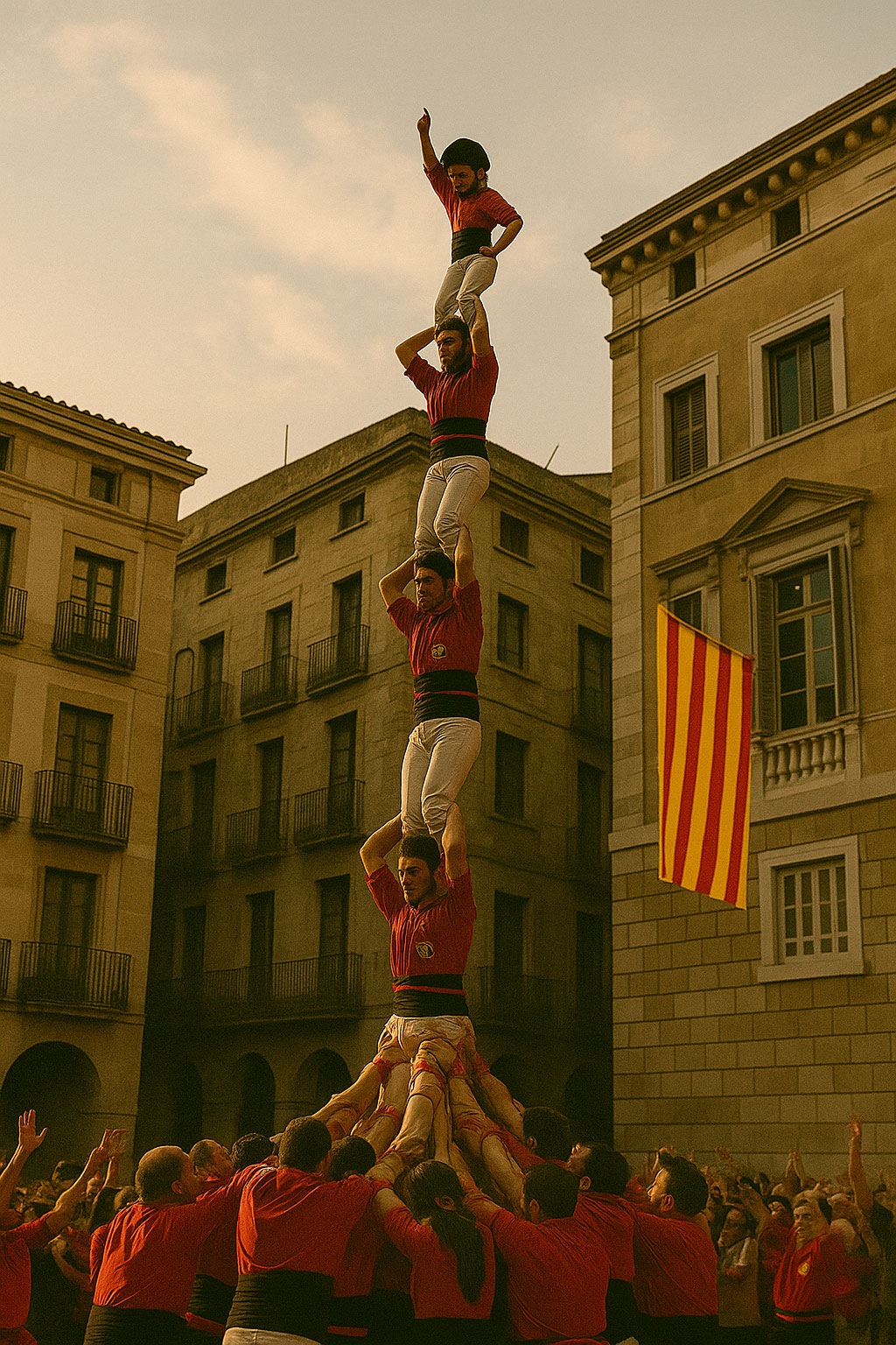 Castellers a Catalunya com a símbol de treball col·lectiu i suport mutu
